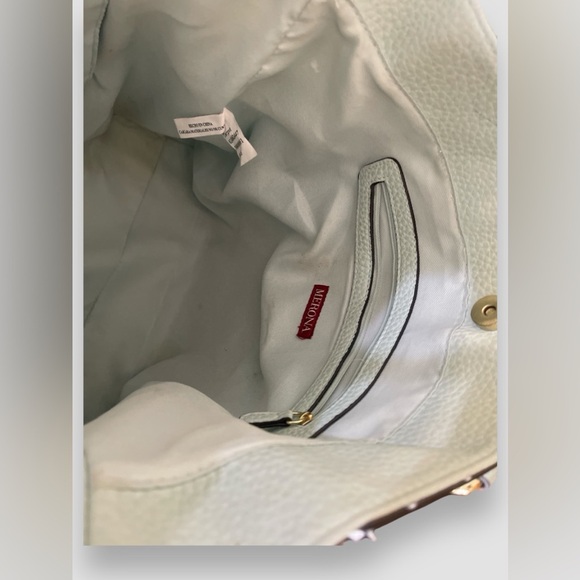 Merona Aqua Crossbody/Shoulder Tote Pebble Faux Leather Adjustable Large - Picture 8 of 9